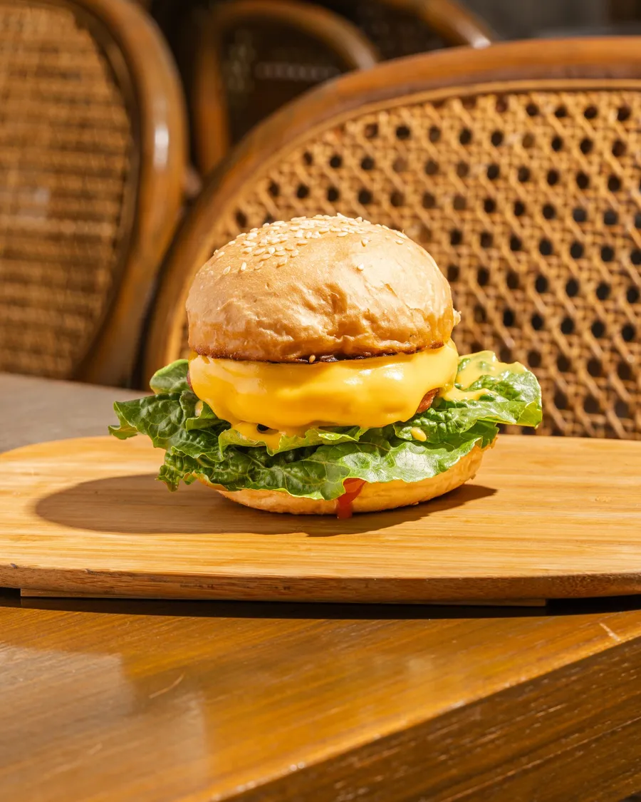 Plant-based burger with greens