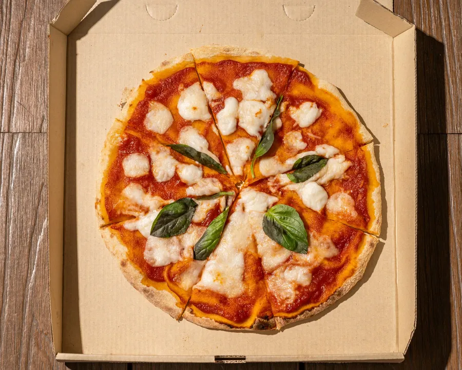 Freshly baked flatbread pizza