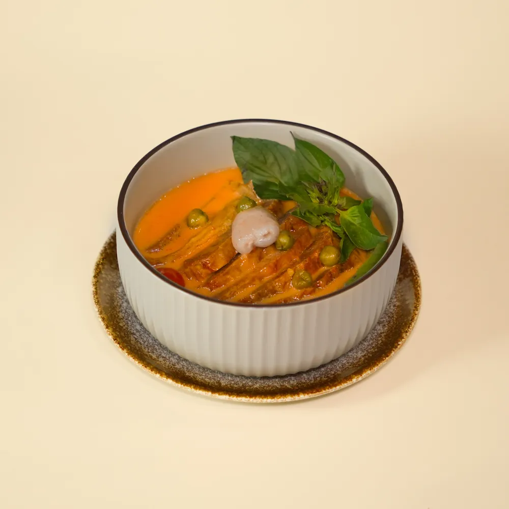 Roasted duck red curry with lychee at Plant Passion